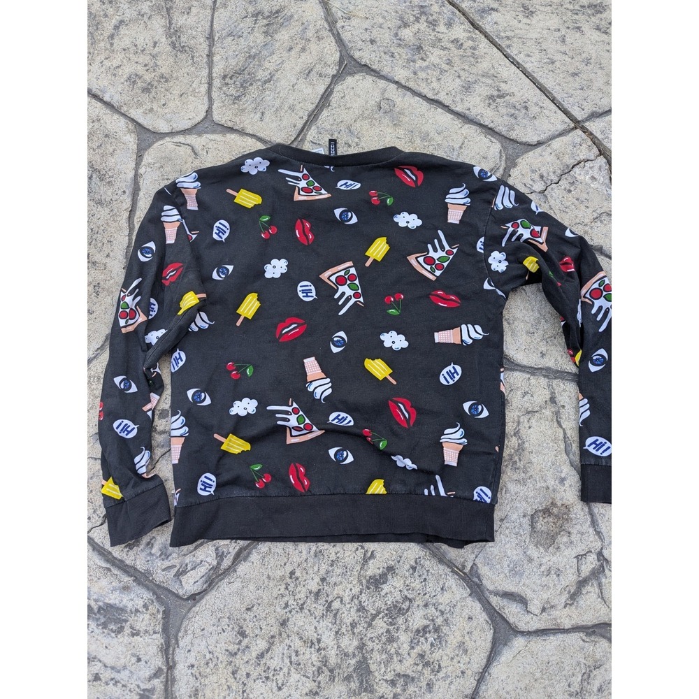 Divided‎ H&M Sweatshirt Top Size M Long Sleeve Crew Neck Cotton Pizza Ice Cream - Picture 4 of 10